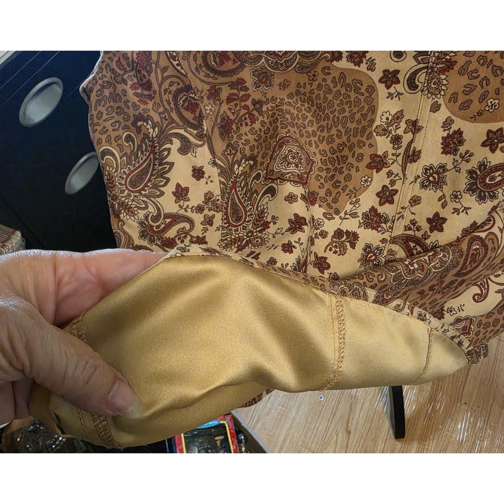 Pappagallo Womens Copper Brown Paisley Lined Long Sleeve Blouse Jacket 2X - Picture 6 of 7